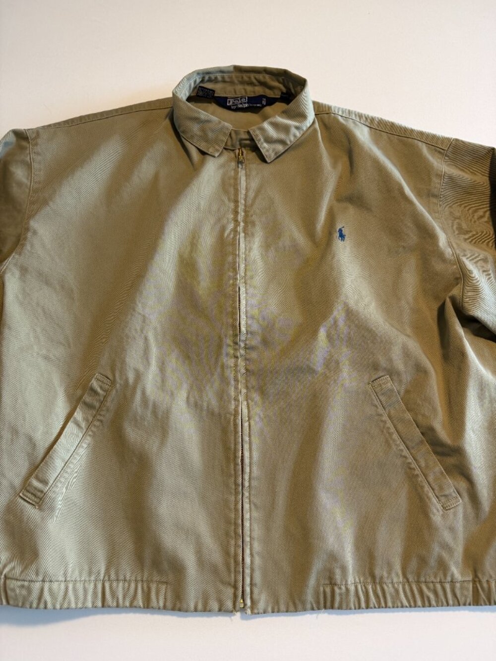 Vintage 80s POLO RALPH LAUREN Khaki Tan Harrington Jacket XL - Picture 4 of 12